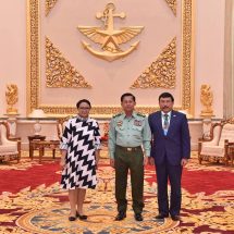 Senior General Min Aung Hlaing receives Indonesian foreign minister