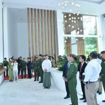 Senior General Min Aung Hlaing visits head office of Telecom International Myanmar Co