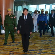 Myanmar Tatmadaw goodwill delegation led by Senior General Min Aung Hlaing arrives back after attending Defence & Security 2017 for ASEAN countries