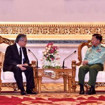 တပ်မတော်ကာကွယ်ရေးဦးစီးချုပ် ဗိုလ်ချုပ်မှူးကြီး မင်းအောင်လှိုင်နှင့် ထိုင်းနိုင်ငံ၊ နိုင်ငံခြားရေးဝန်ကြီးဌာန ဝန်ကြီး H.E.Mr. Don Pramudwinai တို့ရင်းနှီးစွာ တွေ့ဆုံဆွေးနွေး