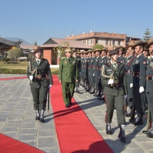 Gen. Ranjendra Chhetri, Chief of Armed Forces, Staff of the Nepalese Armed Forces, welcomes Senior General Min Aung Hlaing with Guard of Honour, holds talks