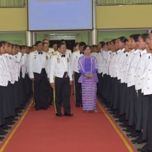 Senior General Min Aung Hlaing attends graduation dinner of No 4 Intake of Graduate Female Cadets of Defence Services (Army) Officers Training School (Hmawby)