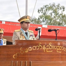 တပ်မတော်ကာကွယ်ရေးဦးစီးချုပ် ဗိုလ်ချုပ်မှူးကြီး မဟာသရေစည်သူ မင်းအောင်လှိုင် တပ်မတော်နည်းပညာတက္ကသိုလ် ဗိုလ်လောင်းသင်တန်းအမှတ်စဉ်(၁၉) သင်တန်းဆင်းဂုဏ်ပြုစစ်ရေးပြ အခမ်းအနားသို့ တက်ရောက်၍ မိန့်ခွန်းပြောကြား