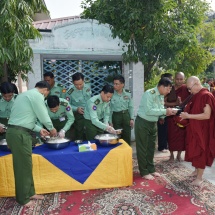 Merits shared for eastern archway and 218 sections of walls collectively donated by Defence Services (Army, Navy and Air) and well-wishers at Maha Wizitayon Pariyatti Monastery in Mandalay