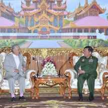 Senior General Min Aung Hlaing meets Special Envoy of Government of Japan for National Reconciliation in the Republic of the Union of Myanmar and Chairman of Nippon Foundation