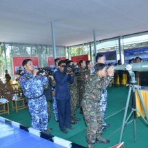 တပ်မတော်ကာကွယ်ရေးဦးစီးချုပ် ဗိုလ်ချုပ်မှူးကြီးမင်းအောင်လှိုင် အနောက်တောင်တိုင်းစစ်ဌာနချုပ် ပုသိမ်တပ်နယ်တွင် လေ့ကျင့် ဆောင်ရွက်လျက်ရှိသည့် တပ်မတော်(ကြည်း၊ရေ၊လေ) ပူးပေါင်းစစ်ဆင်ရေးလေ့ကျင့်ခန်း(ဆင်ဖြူရှင်) ဒုတိယပိုင်းလေ့ကျင့်ဆောင်ရွက် နေမှုများအားကြည့်ရှု
