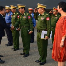 တပ်မတော်ကာကွယ်ရေးဦးစီးချုပ် ဗိုလ်ချုပ်မှူးကြီး မင်းအောင်လှိုင် ဦးဆောင်သည့် မြန်မာ့တပ်မတော်ကိုယ်စားလှယ်အဖွဲ့ ပြန်လည်ရောက်ရှိ