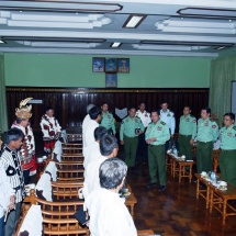 Senior General Min Aung Hlaing cordially meets townselders, ethnics, departmental officials, war veterans and people’s militia in Putao