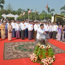 တပ်မတော်ကာကွယ်ရေးဦးစီးချုပ် ဗိုလ်ချုပ်မှူးကြီးမင်းအောင်လှိုင် သိရီမင်္ဂလာ မဟာသာသနာ့ဗိမာန်တော်ကြီးဖွင့်ပွဲနှင့်ရေစက်သွန်း အောင်ပွဲမင်္ဂလာအခမ်းအနားသို့ တက်ရောက်