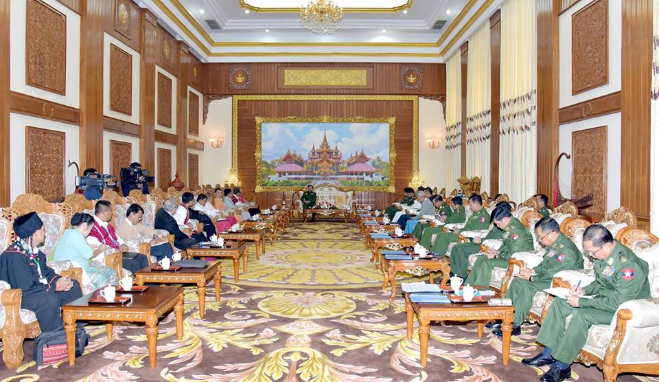 Senior General Min Aung Hlaing meets members of Peace Process Steering Team- PPST led by Chairman of Karen National Union (KNU) Saw Mutu Sae Poe » Senior General Min Aung Hlaing