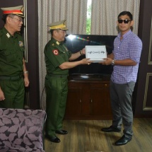 Certificate of honour, cash award of the Commander-in-Chief of Defence Services presented to Myanmar national Kachin ethnic Aung La N Sang for winning over challenger Japanese Hasegawa