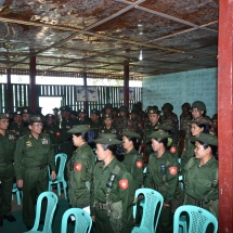 Senior General Min Aung Hlaing meets officers, other ranks and families from Laukkai, Kongyan and Nyankhwan stations