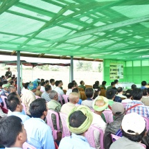 Senior General Min Aung Hlaing meets potato farmers at Bawnin village-tract in Heho town, Kalaw Township
