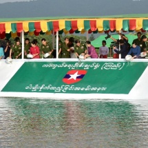 Families of Tatmadaw (Army, Navy and Air) hold ceremony of releasing fingerlings into Yezin Dam
