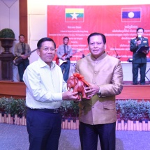 Commander of Champasak Province Military Command BrigadierGeneral Sukai Phimmasan hosts dinner to Senior General Min Aung Hlaing