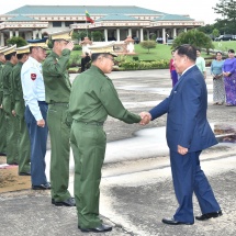 Myanmar Tatmadaw goodwill delegation led by Commander-in-Chief of Defence Services Senior General Min Aung Hlaing arrives back from Laos