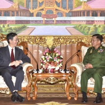 Senior General Min Aung Hlaing receives H.E. Mr. Sun Guoxiang, Special Envoy for Asian Affairs of Ministry of Foreign Affairs of PRC 