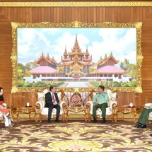 Senior General Min Aung Hlaing receives Vice Minister of Foreign Affairs special envoy of the Prime Minister of SRV H.E. Mr. Nguyen Quoc Dung