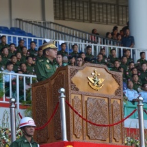 တပ်မတော်ကာကွယ်ရေးဦးစီးချုပ် ဗိုလ်ချုပ်မှူးကြီး မင်းအောင်လှိုင် ၂၀၁၉ ခုနှစ်၊ တပ်မတော်(ကြည်း၊ရေ၊လေ) အားကစားပြိုင်ပွဲဖွင့်ပွဲအခမ်းအနားသို့ တက်ရောက်