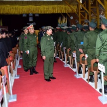 Senior General Min Aung Hlaing meets officers, other ranks and families of Bhamo Station, visits warded soldiers and families