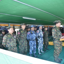 Enhance the national defence prowess of the Tatmadaw that is safeguarding the country; joint military drill of Tatmadaw Army and Air and artillery and armoured forces conducted 