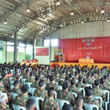 Senior General Min Aung Hlaing meets officers,other ranks, families of Tanai Station