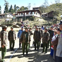 Senior General Min Aung Hlaing cordially meets local elders, local ethnics, departmental officials and members of local people’s militia in Khaunglanphu town; inspects construction of Putao-Khaunglanphu road