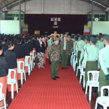 Senior General Min Aung Hlaing meets officers, other ranks and families in Mogaung, Mohnyin stations 