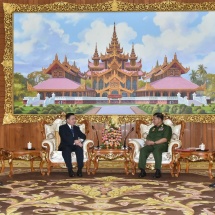 Senior General Min Aung Hlaing receives Ambassador of Laos to Myanmar H.E. Mr. Heuangseng Khamdalavong 