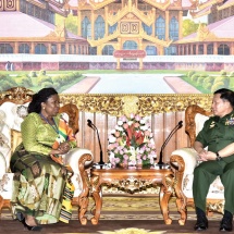 Senior General Min Aung Hlaing receives Ambassador of Ghana to Myanmar H.E. Ms. Akua Sekyiwa Ahenkora