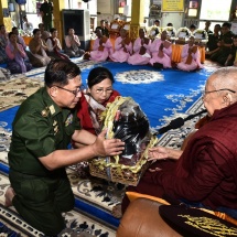 23rd ceremony to donate rice, edible oil, salt, gram,medicines and cash for nine prerequisites by families of Tatmadaw (Army, Navy and Air) and well-wishers held