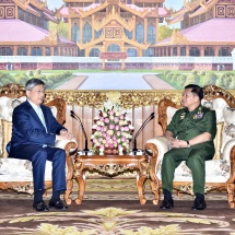 တပ်မတော်ကာကွယ်ရေးဦးစီးချုပ် ဗိုလ်ချုပ်မှူးကြီး မင်းအောင်လှိုင် မြန်မာနိုင်ငံဆိုင်ရာ တရုတ် ပြည်သူ့သမ္မတနိုင်ငံ သံအမတ်ကြီးအား လက်ခံတွေ့ဆုံ