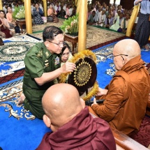 Medical treatment provided for local people observed, merit sharing ceremony for all-round renovation of YwaU Monastery, Yaybokgyi Village, Pwintbyu Township, Minbu District, Magway Region held