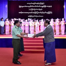 Prize-presentation ceremony of 18th inter-military performing arts,dramatic performance, play and magic show contests organized by Directorate of Public Relations and Psychological Warfare of Office of the Commander-in-Chief (Army) held with the aim of discovering,protecting and preserving Myanmar traditional culture and fine arts and invigorating patriotism, nationalistic fervor and pride