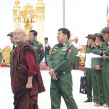 တပ်မတော်ကာကွယ်ရေးဦးစီးချုပ် ဗိုလ်ချုပ်မှူးကြီး မင်းအောင်လှိုင် သတ္တသတ္တာဟ မဟာဗောဓိ စေတီတော်မြတ်ကြီး တည်ဆောက်နေမှုအခြေအနေများအားကြည့်ရှု