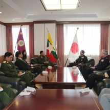 Chief of Staff, Joint Staff of Japan Self-Defence Forces welcomes Senior General Min Aung Hlaing, holds talks