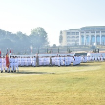 တပ်မတော်ကာကွယ်ရေးဦးစီးချုပ် ဗိုလ်ချုပ်မှူးကြီး မင်းအောင်လှိုင် တပ်မတော် နည်းပညာတက္ကသိုလ် ဗိုလ်လောင်းသင်တန်း အမှတ်စဉ်(၂၁) သင်တန်းဆင်း ဂုဏ်ပြု စစ်ရေးပြအခမ်းအနားသို့ တက်ရောက်မိန့်ခွန်းပြောကြား
