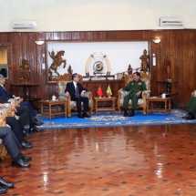 Senior General Min Aung Hlaing holds talks with State Councilor and Minister of Foreign Affairs of PRC Mr. Wang Yi