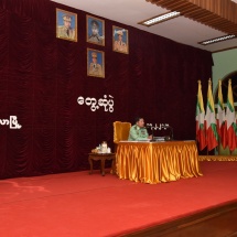 တပ်မတော်ကာကွယ်ရေးဦးစီးချုပ် ဗိုလ်ချုပ်မှူးကြီး မင်းအောင်လှိုင် စစ်ဦးစီးတက္ကသိုလ်မှနည်းပြအရာရှိကြီး များနှင့် သင်တန်းသားအရာရှိကြီးများအား တွေ့ဆုံအမှာစကား ပြောကြား