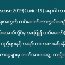 Coronavirus Disease 2019(Covid-19) ရောဂါ ကာကွယ်၊ ထိန်းချုပ်၊ ကုသရေး အတွက် တပ်မတော်ကာကွယ်ရေးဦးစီးချုပ် ဗိုလ်ချုပ်မှူးကြီး မင်းအောင်လှိုင်မှ အစပြု၍ တပ်မတော်(ကြည်း၊ ရေ၊ လေ) အရာရှိ၊ စစ်သည်များနှင့် အရပ်သား အစားခန့်ဝန်ထမ်းများက လုပ်ခလစာငွေများမှ တတ်အားသရွေ့ ထည့်ဝင်လှူဒါန်း(ရုပ်သံသတင်း)