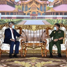 တပ်မတော်ကာကွယ်ရေးဦးစီးချုပ် ဗိုလ်ချုပ်မှူးကြီး မင်းအောင်လှိုင် မြန်မာနိုင်ငံဆိုင်ရာ တရုတ် ပြည်သူ့သမ္မတနိုင်ငံ သံအမတ်ကြီးအား လက်ခံတွေ့ဆုံ