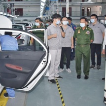 Senior General Min Aung Hlaing inspects Ding Wang snack factory, Gold Aya Motor factory in Mandalay-Myotha Industrial Park in Mandalay Region