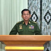 တစ်နိုင်ငံလုံးပစ်ခတ်တိုက်ခိုက်မှုရပ်စဲရေးသဘောတူစာချုပ်(NCA) ချုပ်ဆိုခြင်း (၅)နှစ်မြောက်နှစ်ပတ်လည်နေ့တွင် တပ်မတော်ကာကွယ်ရေးဦးစီးချုပ် ဗိုလ်ချုပ်မှူးကြီး မင်းအောင်လှိုင်ပြောကြားသည့်မိန့်ခွန်း