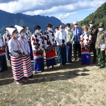 Senior General Min Aung Hlaing cordially meets town elders, ethnics, departmental officials, local people’s militia in Khaunglanphu, inspects Putao-Magweza-Khaunglanphu road construction