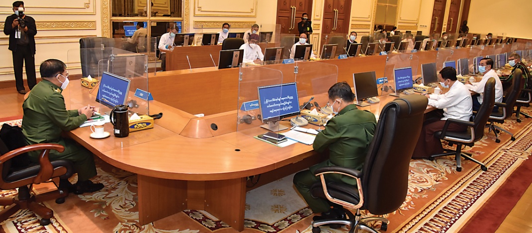 State Administration Council Chairman Senior General Min Aung Hlaing addresses coordination meeting of State Administration Council, Nay Pyi Taw Council, region/state administration councils, self-administered division or zone administration bodies