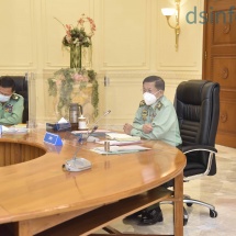 Chairman of State Administration Council Senior General Min Aung Hlaing addresses coordination meeting of the council