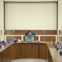 နိုင်ငံတော်စီမံအုပ်ချုပ်ရေးကောင်စီဥက္ကဋ္ဌ၊တပ်မတော်ကာကွယ်ရေးဦးစီးချုပ်ဗိုလ်ချုပ်မှူးကြီးမင်းအောင်လှိုင်နိုင်ငံတော်စီမံအုပ်ချုပ်ရေးကောင်စီ အစည်းအဝေးသို့ တက်ရောက်အမှာစကားပြောကြား (ရုပ်သံသတင်း)