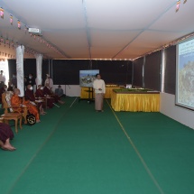 State Sangha Maha Nayaka Committee Sayadaws hear report about construction of world’s biggest Bhumi Phassa Mudra sitting marble Buddha Image, give advice