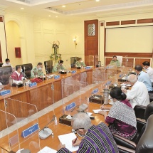 Chairman of State Administration Council Commander-in-Chief of Defence Services Senior General Min Aung Hlaing delivers address at Council meeting (7/2021)