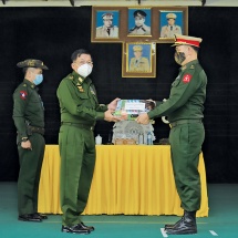 Chairman of State Administration Council Commander-in-Chief of Defence Services Senior General Min Aung Hlaing meets officers, other ranks and families of Tachilek Station